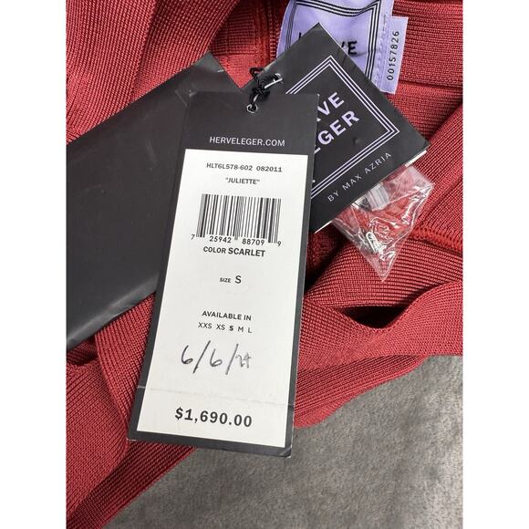 NWT Herve Leger Juliette Scarlet Red Bandage Gown Dress Size S Long Maxi - Picture 14 of 15